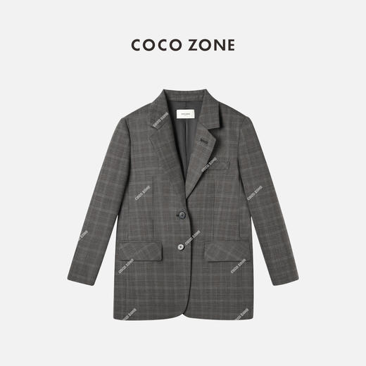 COCO ZONE格子西装外套复古英伦风通勤西服上衣24C10102 商品图0