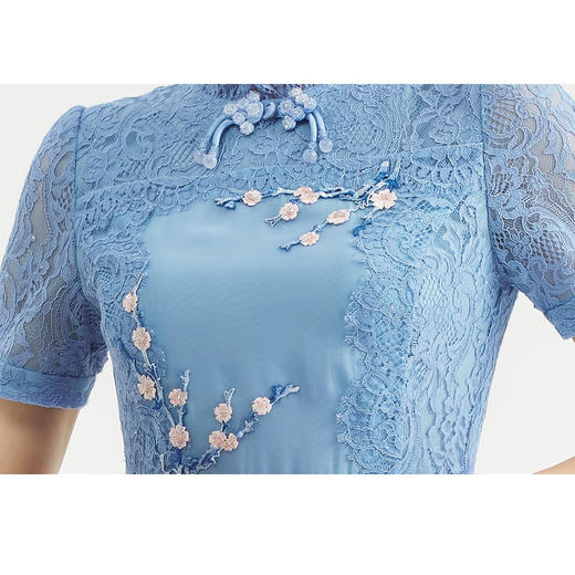 司歌蕾丝刺绣短袖国风显瘦连衣裙A892001X 商品图1