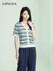 【商场同款】阿菁娜2024夏季新款V领条纹修身毛衫A29X301065 商品缩略图3