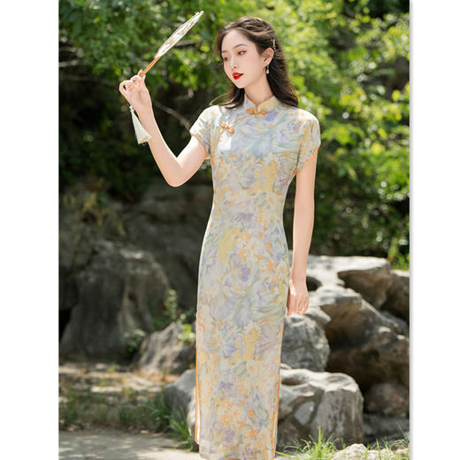 时尚改良新中式，长款连袖旗袍GX-373282 商品图0