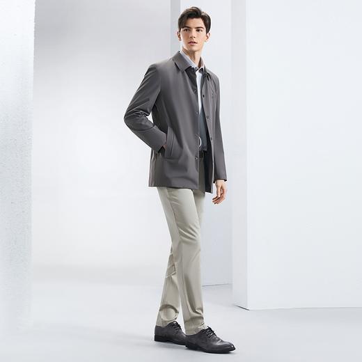 柒牌风衣男2024春秋款韩版时尚潮流中青年暗格子长袖翻领防风外套126K70910 商品图3