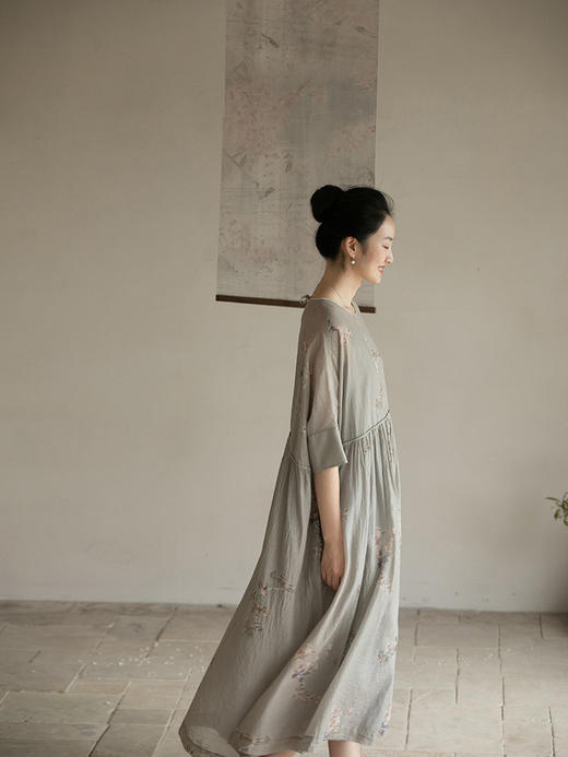 牧衣游原创 丝棉手绘印花连衣裙-----旦湫 商品图3