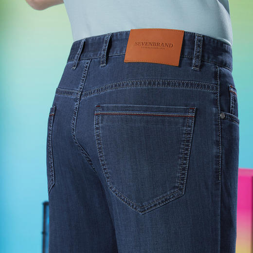 【桑蚕丝】柒牌牛仔裤男款春夏新款时尚休闲绣花直筒男裤子潮 122H70150 商品图3