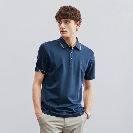 【5A抗菌/2A防螨】柒牌男士短袖polo衫夏季凉感含桑蚕丝翻领T恤衫124T73420 商品图1