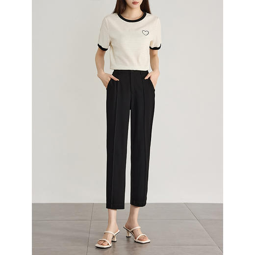 【专属特价】熙世界小个子八九分直筒西装裤夏薄款新款通勤职场休闲烟管裤子 商品图3