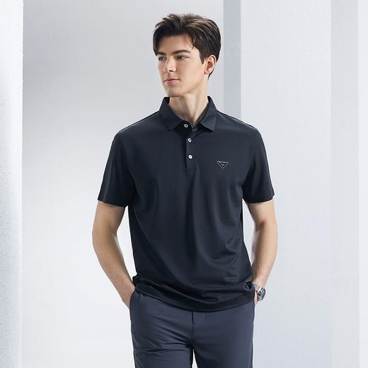 柒牌polo衫短袖男2024夏季新款暗条纹时尚休闲中青年翻领T恤上衣126T70280 商品图1