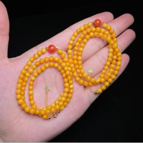 玉美人菲菲HZ#S925蜜蜡项链-圆珠约4+mm-多样性发一 商品图0