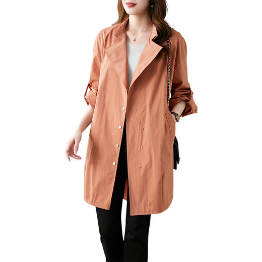 84010原形时尚靓色风衣女中长款2024春季新款韩版设计感减龄休闲外套 商品图3