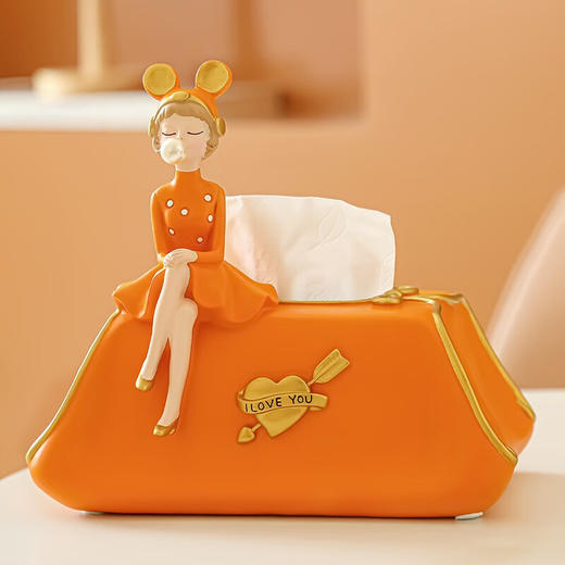 轻奢纸巾盒客厅家用抽纸盒北欧简约创意客厅餐厅卧室办公室纸巾盒摆设装饰品乔迁新居送礼纸巾收纳 泡泡女孩纸巾盒 商品图0