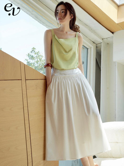 【现货】Even Vintage|薄荷之夏 春夏秀场同款垂荡领气质上衣亮片半裙套装 商品图0