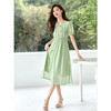 【五折购】熙世界新中式薄荷绿天丝连衣裙夏天泡泡袖刺绣V领盘扣国风裙子 商品缩略图4