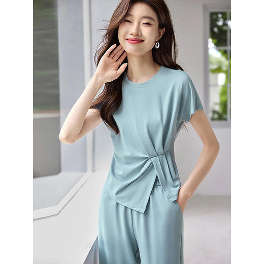 【专属特价】熙世界休闲套装新款夏装搭配一整套不规则别致上衣阔腿裤两件套 商品图4