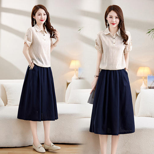 时尚气质韩版，短袖棉麻套装HR-LDB9816 商品图1