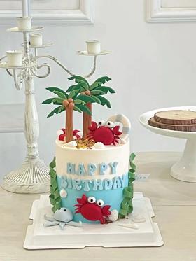 狮子家-巨蟹座 海边椰林主题 星座蛋糕 生日蛋糕 纪念日蛋糕 聚会 仪式感必备 健康甜品