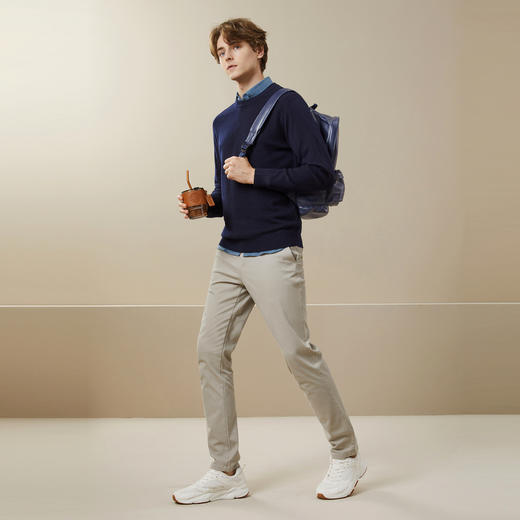 【可机洗】柒牌毛衣男秋冬新款时尚休闲含羊毛抗静电保暖圆领毛衫126Y70070 商品图3