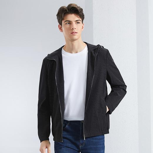 【四面弹】柒牌连帽夹克男2024春季新款时尚休闲字母印花防风外套	126K70080 商品图1