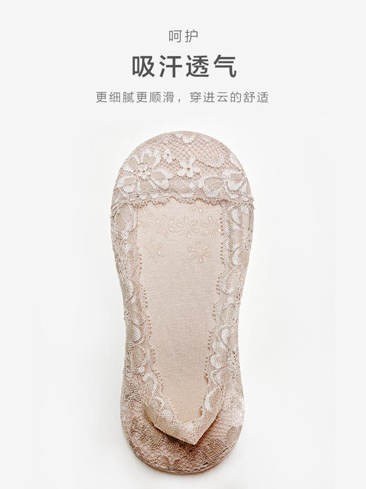 足装秀24夏季新品凉感高跟鞋超浅口防滑不掉跟薄款蕾丝隐形女袜子 商品图4