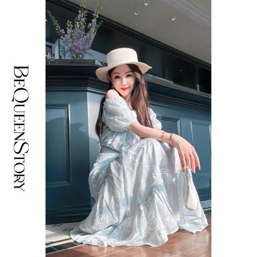 【孤品样衣，不退不换】 【尼罗河仙境】重工刺绣一字肩上衣&大摆半裙套装 商品图2