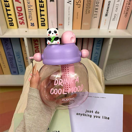 【熊 猫🐼双饮杯】可爱小熊 猫提手吸管杯800ml 🥤一个杯子可以喝两种饮料 商品图6