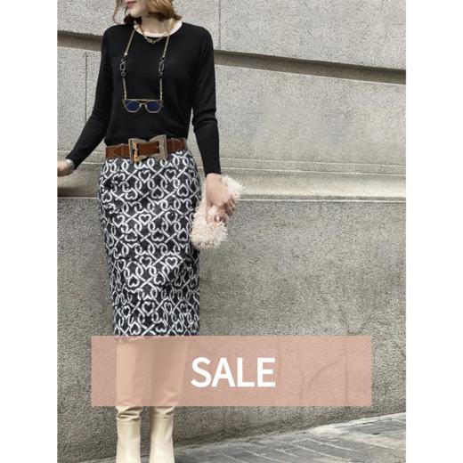 TYNVIE 后褶皱左右松紧腰半身裙-心形印花 商品图0