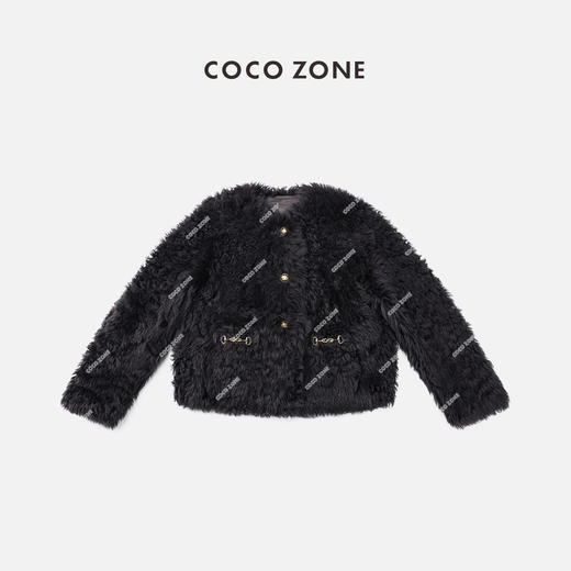 COCOZONE高级感皮毛一体绒毛气质牛仔皮草外套23C30098 商品图0