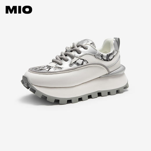 MIO米奥秋季圆头厚底时尚休闲鞋国风提花帮面老爹鞋女鞋M244502301 商品图0