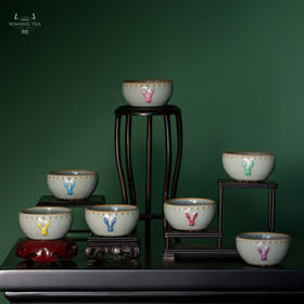 问鼎汝瓷鼎峰系列天青兔首战鼓杯（七彩兔）（缺货）