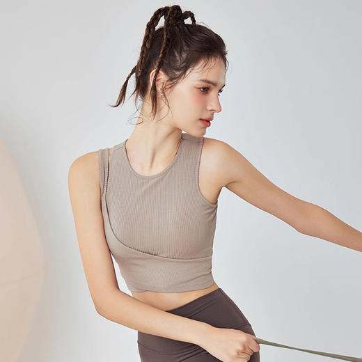 【限时秒】YOGACODE【火树银花系列】2024 拼接假两件瑜伽背心一体式固定杯DSG717 商品图3