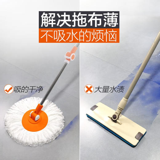 大卫  拖把  小木马旋转拖把  加强杆+塑料盘（2个头） 商品图2