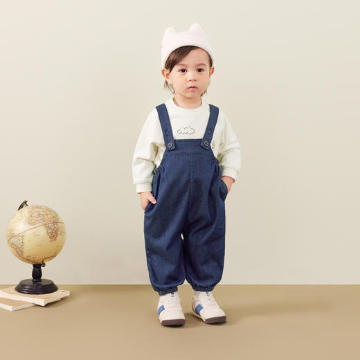 【软牛仔宝宝背带裤长裤】迷你巴拉男女童软弹亲肤时尚牛仔裤 商品图2