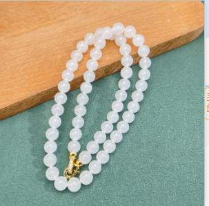 玉美人菲菲~K40538-S925和田玉圆珠约8mm项链 商品图0