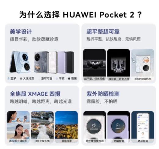 HUAWEI Pocket 2 超平整超可靠 全焦段XMAGE四摄 12GB+1TB 雅黑 华为折叠屏鸿蒙手机 商品图1