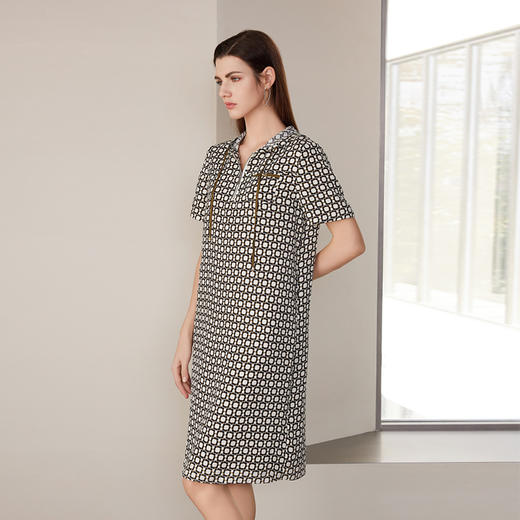 【中长款印花真丝裙】24年春夏新品100%桑蚕丝时尚米底印花真丝裙子 商品图3