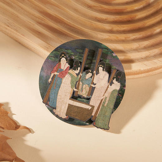 波士顿美术博物馆 礼遇东西系列 捣练图木质旋转冰箱贴-睡莲 滑动冰箱贴 织修-冰箱贴-捣练 商品图2