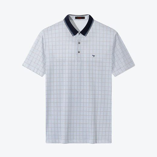 柒牌polo衫男短袖夏季薄款时尚休闲中老年千鸟格翻领T恤上衣124T73310 商品图4