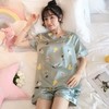 【舒适自在 宅家必备】迷幻般的世界里，轻盈舒适的丝绸质感，春夏季新款V领丝绸睡衣女宽松短袖短裤，多色可选，时尚设计，让你在家也能时尚显瘦！ 商品缩略图1