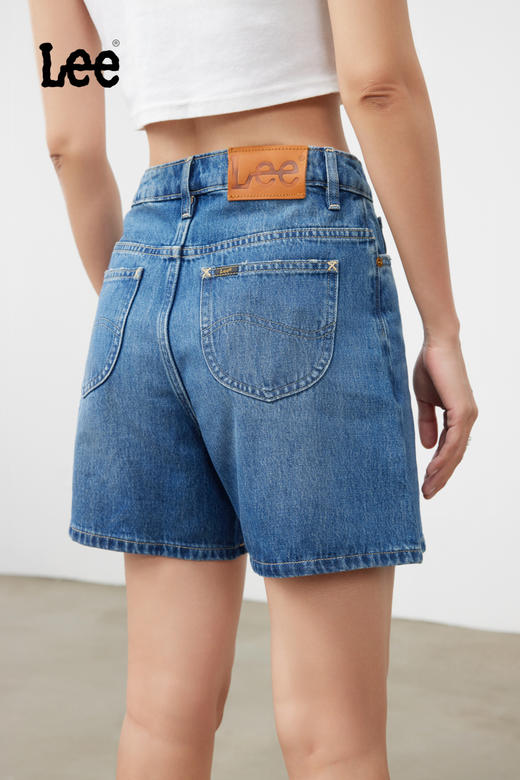 Lee商场同款女A字形中蓝色牛仔短裤LWB143653101291A03652 商品图4