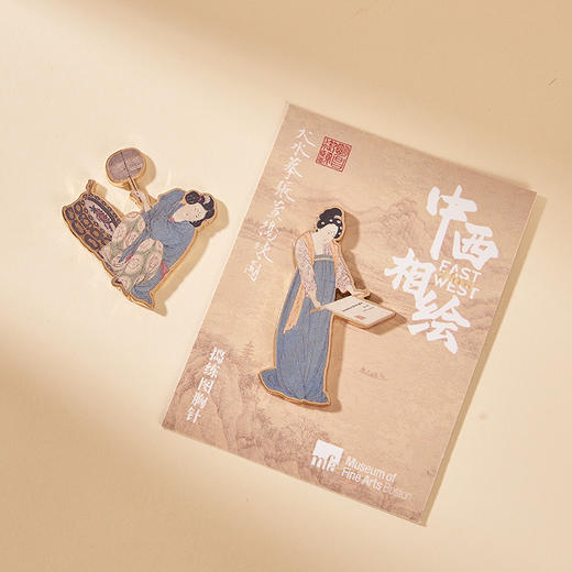 波士顿美术博物馆 礼遇东西系列捣练图磁吸徽章-扯练 捣练 玩耍 熨烫 商品图3