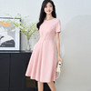 剩S/M/XL/XXL 米思阳2025夏季新款法式优雅短袖连衣裙收腰褶皱职业A字裙女3130 商品缩略图1