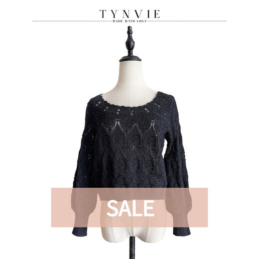 TYNVIE 大圆领两面穿长袖针织上衣-黑色 商品图0