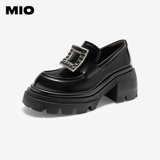MIO米奥秋季增高圆头学院乐福鞋时尚潮流金属饰扣单鞋女M244543311 商品图0