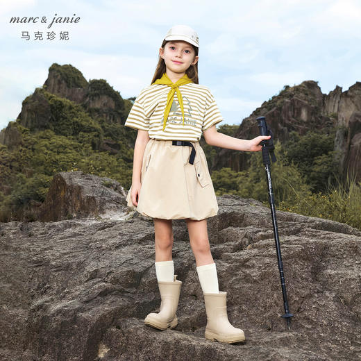 马克珍妮男童城市户外条纹短袖T恤儿童纯棉上衣夏装新款240586 商品图0