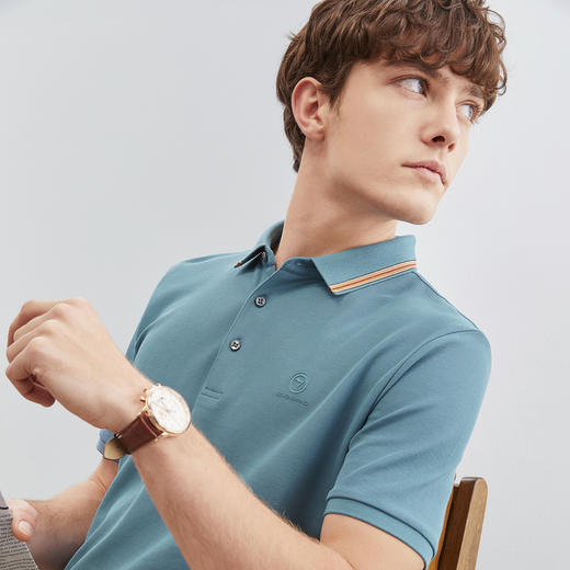 【冰氧吧】柒牌polo衫男士夏季凉感商务休闲青年翻领短袖T恤上衣124T73360 商品图2