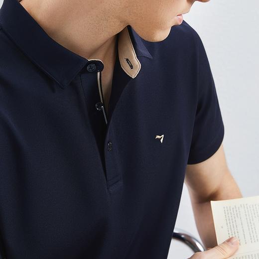 【5A抗菌】柒牌短袖男款polo衫夏季新款商务休闲撞色绣花翻领T恤126T71140 商品图2