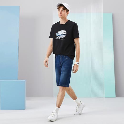 【纯棉】柒牌男士短袖T恤夏季新款时尚百搭帆船印花圆领休闲上衣126T73490 商品图3