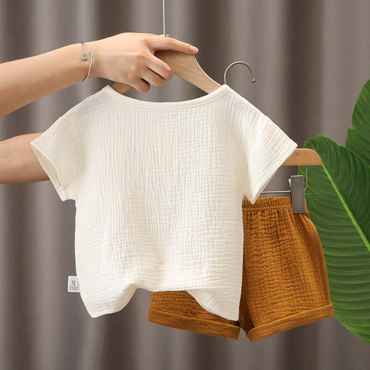 「49.9到手两件套！数款可选」ins夏日简约日韩系宝宝棉纱轻薄透气套装 男童婴儿2件套童装宽松 商品图2