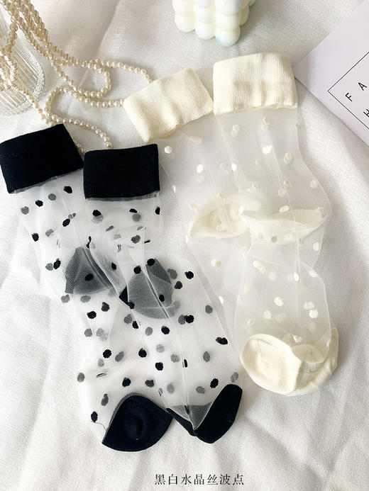 24春夏新女士中筒水晶丝透气轻薄高弹棉中邦女袜夏日短袜 商品图2