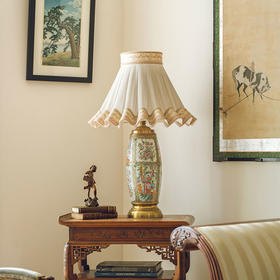 【已售】独角鹿西洋古董19世纪法国出品大型铜鎏金十三行广彩瓷大型花瓶式台灯