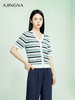【商场同款】阿菁娜2024夏季新款V领条纹修身毛衫A29X301065 商品缩略图1