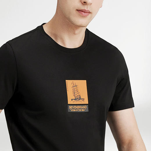 【特价】【冰氧吧】柒牌男士短袖T恤夏季时尚休闲圆领帆船体恤薄122T71270 商品图3